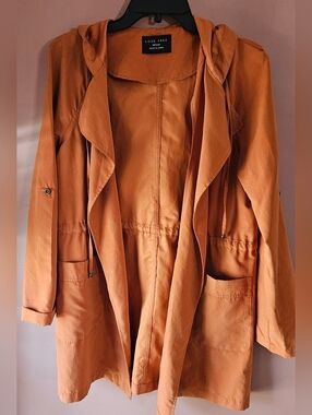 LOVE TREE Hooded Light Utility Jacket M Tie Front Casual Roll Tab Sleeve Anorak